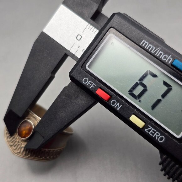 VTG Sterling Silver 925 Baltic Amber Ring Size 13.5 Wide Band Turkish Style 3.95 - Picture 9 of 10